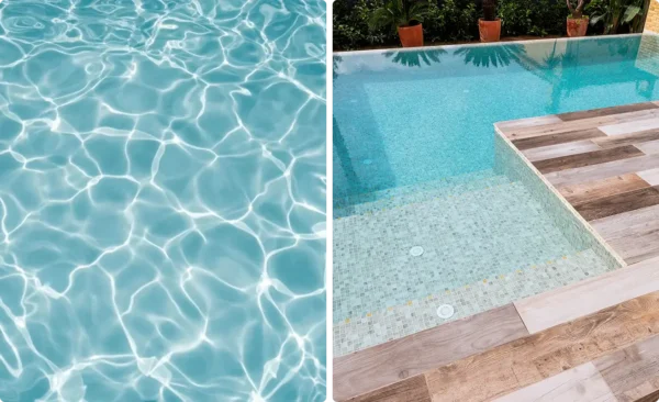 La mosaique de piscine capte parfaitement la lumière naturelle