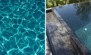 Harmonie visuelle avec fond piscine mosaique reposant
