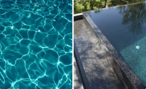 Harmonie visuelle avec fond piscine mosaique reposant
