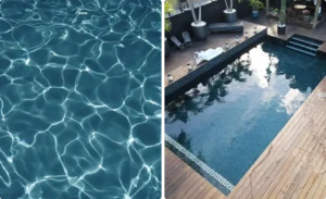Effet miroir créé par la mosaique fond de piscine
