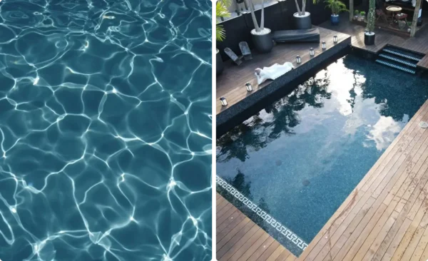Effet miroir créé par la mosaique fond de piscine